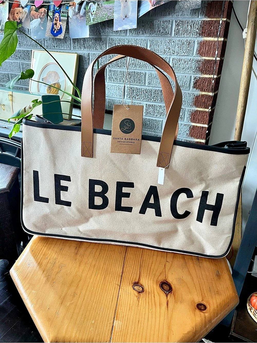 NWT Santa Barbara Design Studio Le Beach Hold Everything Tote Bag Cream Black